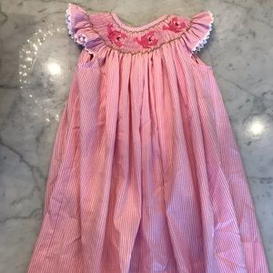 VIVE LA FETE Smocked Pink Striped Dress, 18M